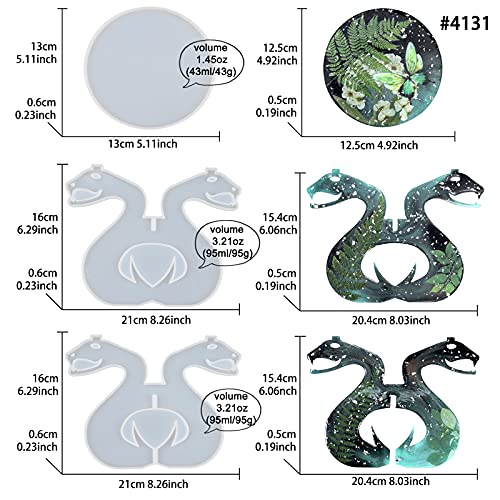 FUNSHOWCASE Witchy Altar Table Stool Epoxy Resin Casting Silicone Mold Pack of 2 Cresent Moon Crystal Snake FUNSHOWCASE