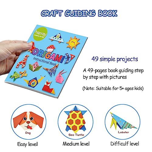 hapray Origami Kit for Kids Ages 5-8 8-12, with Guiding Book, 98 Sheets Paper with 47 Patterns, DIY Art and Craft Projects, Beginners Children's Day hapray
