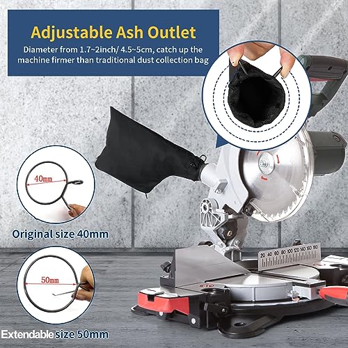 Miter Saw Dust Bag for 255, Universal 2 Pack Dust Collection Bags with Zipper and Wired Adjustable Stand for Tank Belt Sander, Edge Planer, Diagonal CCTIVED