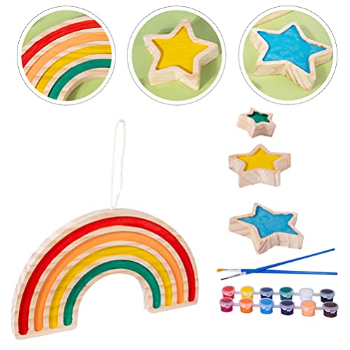 Kisangel 1 Set Doodle Playset Home Accessories Unfinished Wood Shape Unfinished Star Toys Unfinished Wooden Home Decorations Star Shape Toys Wooden Kisangel
