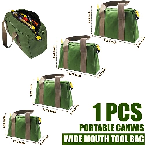 BLIRITEL 12 Inch Wide Mouth Tool Bag, Heavy Duty Canvas Tool Storage Bag, Large Capacity Handbag, Multi-function Tool Organizer Tote Bag for Storage BLIRITEL