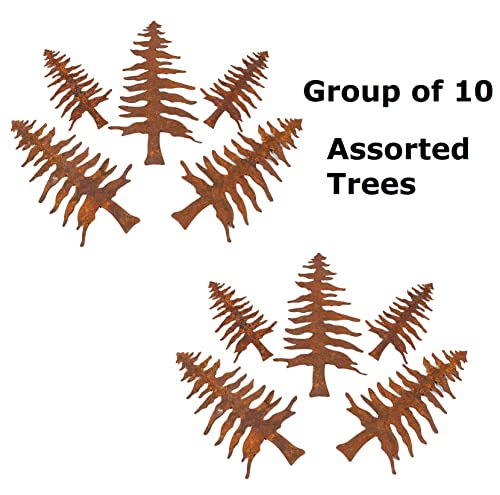 Group of 10 Assorted Rusty Pine Tree Cutouts for Christmas Decorating and Primitive Displays by Factory Direct Craft Factory Direct Craft