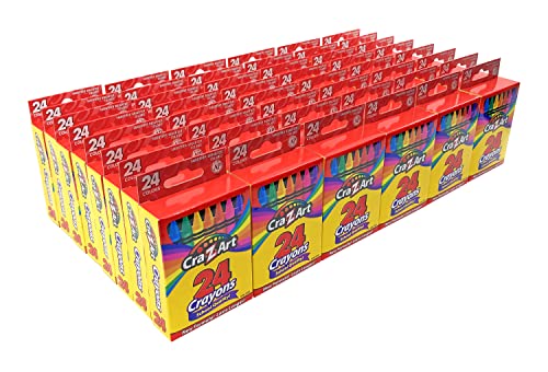 Cra-Z-Art Crayons Bulk Pack School Supplies, 24 Count Crayon Box Pack of 48 Individual Crayon Boxes Cra-Z-Art