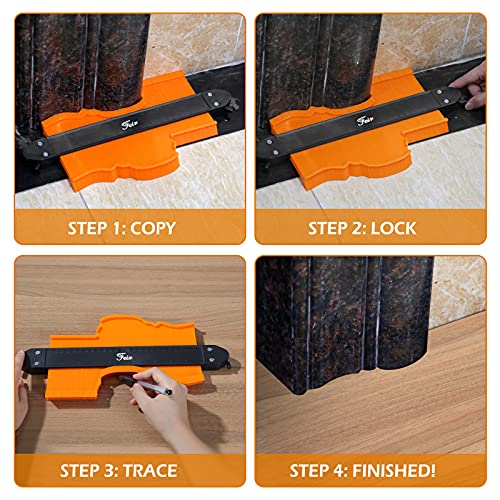 Contour Gauge Duplicator with Lock, Widen Shape Duplication Gauge Tool 5”& 10”, 2 Pack Master Outline Measuring Plastic Ruler for Corners, Feir