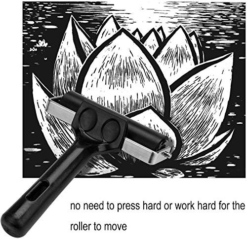 Hard Rubber Brayer Roller,Anti Skid Tape Construction Tool for Printmaking Wallpapers Stamping Gluing Application (3.8 Inch) Rocutus