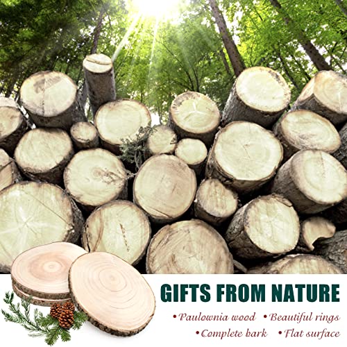 ZYNERY 3 Pcs Wood Slices for Centerpieces 13-15 Inches, Unfinished Wood Rounds Rustic Wedding Decor, Natural Paulownia Wood Centerpieces for Tables, ZYNERY