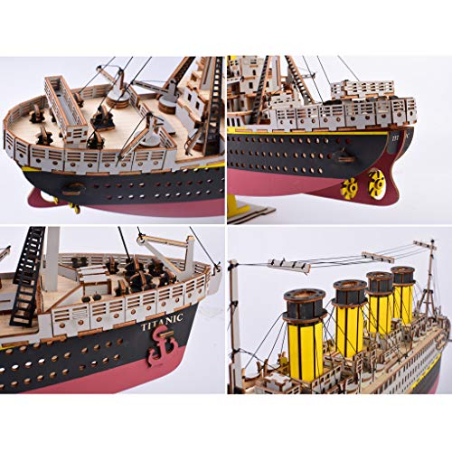Bitopbi Large Size Titanic Model 3D Wooden Puzzles Cruise Ship English Version Collectible Building DIY Assembly Constructor Kit Collection Gift for Bitopbi