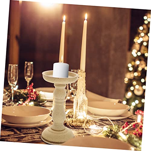 Ciieeo 2 Pcs Candle Holders Tabletop Decor Dining Room Table Decor Wooden Decor Unfinished Wood Candle Holder Wood Pillar Retro Candlestick Stand Ciieeo