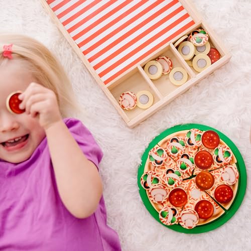 Melissa & Doug Wooden Pizza Play Food Set With 36 Toppings - Pretend Food And Pizza Cutter/ Toy For Kids Ages 3+ Melissa & Doug