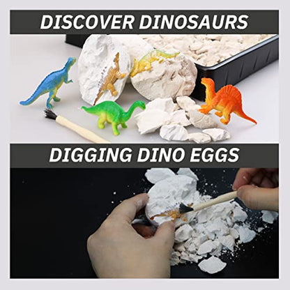 Giggleway Create a Dinosaur Habitat with Dino Egg Dig Kit & Volcano Science Kit, Dinosaur Toys with Dino Eggs Excavation Set, Eruption Volcano