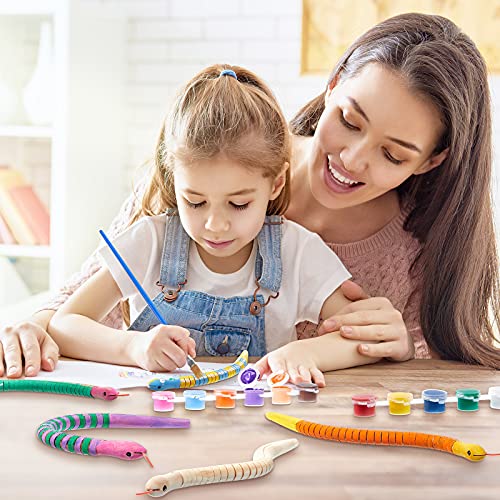 12 Inch Wooden Snakes Unfinished Wooden Wiggly Snakes Jointed Flexible Wood Snake to Paint Blank Canvas Animal Model Crafts for Arts and Crafts, Gejoy