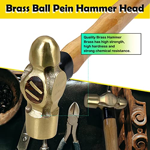 WEDO Brass Ball Peen Hammer with Woodeng Handle,Ball Pein Hammer, 1-1/2lb, 325mm, 13" WEDO