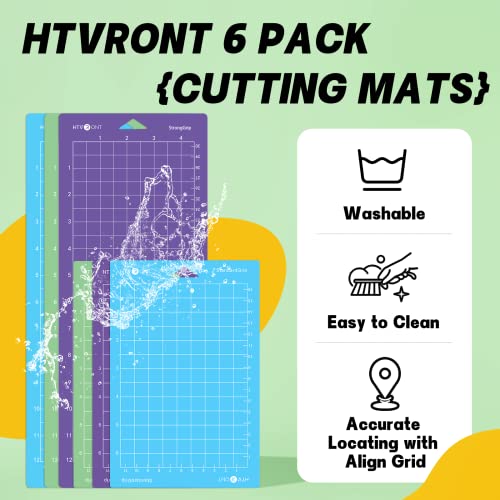 HTVRONT Cutting Mat for Cricut Joy Machine, 6 Pack Cutting Mats (3 Pcs 4.5X12in & 3 Pcs 4.5X6.5in), Variety Adhesive Cutting Mats Replacement HTVRONT