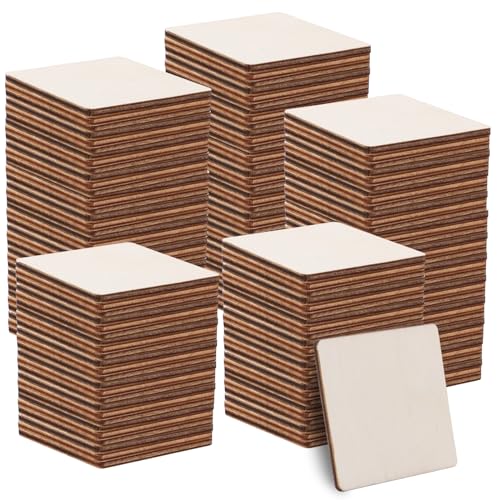 LOYORTY 300Pcs 2x2 Wood Squares for Crafts, 2.5mm Unfinished Wooden Square Cutouts Blank Wood Pieces for DIY Craft, Painting, Staining, Home LOYORTY