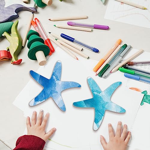 BENECREAT 3Pcs Starfish Wooden Cutouts, Unfinished Wooden Sea Animal Cutouts, Wooden Pieces for DIY Summer Beach Decor, Wooden Signs and Handmade BENECREAT