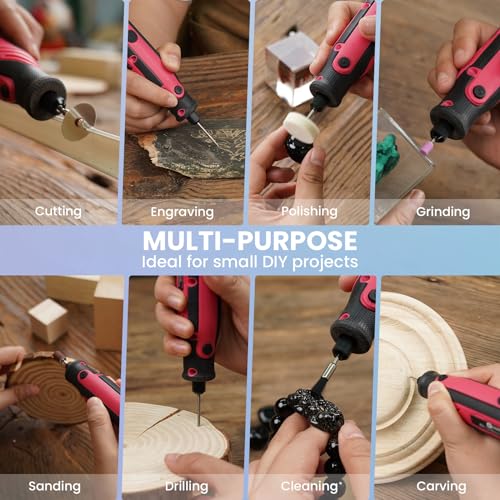 HARDELL Mini Cordless Rotary Tool, 5-Speed Rotary Tool Kit with 86 Accessories, 4V Power Rotary Tool for Cutting, Engraving, Sanding, Drilling, HARDELL