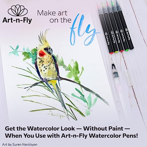 Art-n-Fly 5.5 x 8.5 in Watercolor Sketchpad Mini Book - 2 Pack x 35 Sheets Each- Spiral Bound and Microperforated - 300gsm / 140lb 8.5x5.5' Art-n-Fly