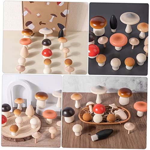 Kisangel 1 Set Simulation Mushroom Game Miniature Toys Micro Toys Miniture Decoration Mini Mushroom Model Natural Wooden Mushroom Unfinished Wood Kisangel