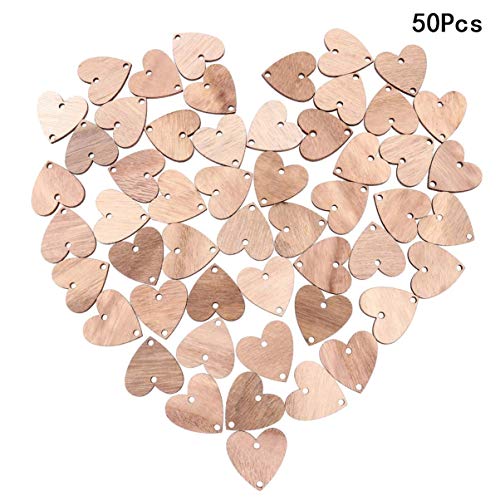 NOLITOY Wooden Board Calendar 50pcs Heart Wooden Slices and 50pcs Iron Loops, Wooden Discs with Holes for Wooden Birthday Reminder Calendar Board DIY NOLITOY
