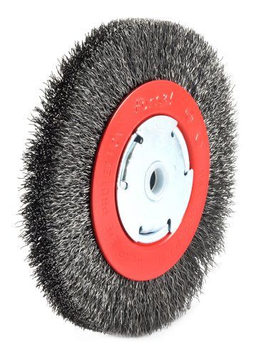 Forney 72750 Wire Bench Wheel Brush, Narrow Face Coarse Crimped with 1/2-Inch and 5/8-Inch Arbor, 6-Inch-by-.014-Inch Forney