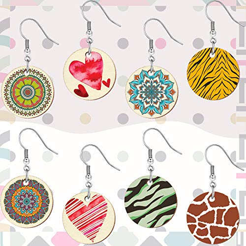 200 Pieces Unfinished Wooden Earrings Blank for Valentines Wood Pendants, Include 50 Pieces Earring Hooks and 50 Pieces Jump Rings 50 Earrings Backs Hicarer