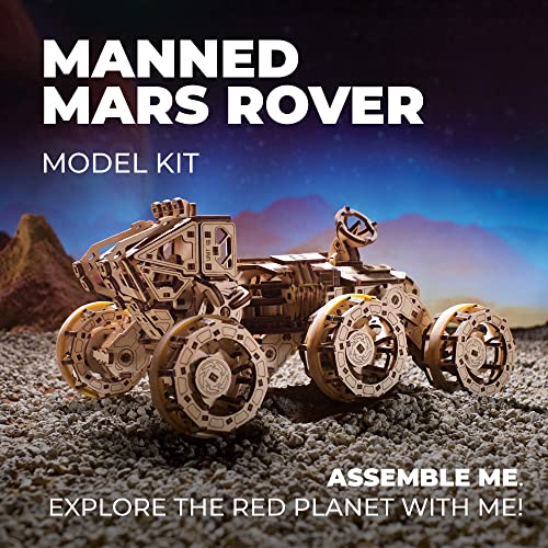 UGEARS Manned Mars Rover - Wooden Model Car Kit - 3D Wooden Models to Build for Adults - 3D Wooden Puzzle Set - All-Terrain 6x6 Drive Mars Rover UGEARS
