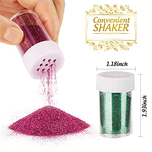 LEOBRO Glitter, 18 Pack Fine Glitter, Craft Glitter Powder Shake Jar, Multi Assorted Set Extra Fine Glitter for Resin Art Crafts Tumbler Scrapbook LEOBRO