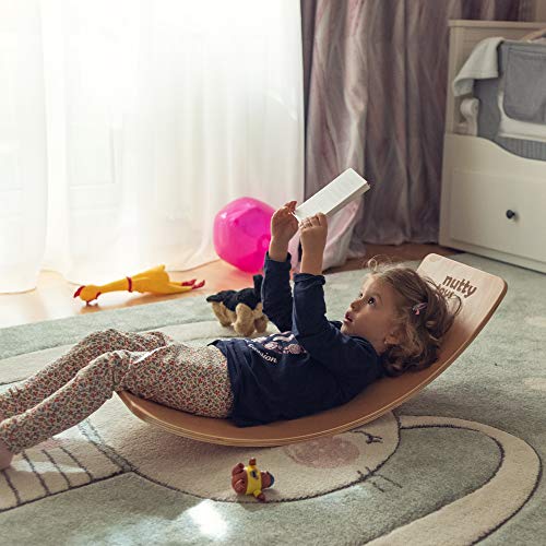 Montessori Wooden Wobble Board for Kids & Adults - 35" & 100% Natural Wood Balance Board, Toddler Balancing Toy, Unique Boys & Girls Open Ended Toys nutty toys