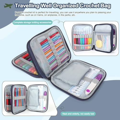 Katech 85-Piece Crochet Hooks Set, Crochet Hook Kit with Storage Case, Ergonomic Knitting Needles Weave Yarn Kits DIY Hand Knitting Craft Art Tool Katech