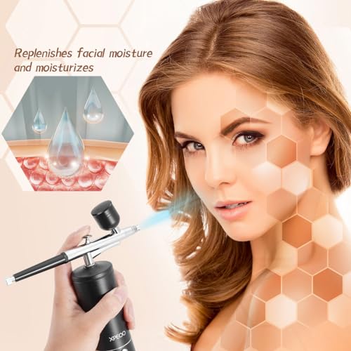 Airbrush KIT Cordless Rechargable with Compressor Portable Air Brush Sets,Auto Handled for Model Painting,Nail,Make Up,Tattoo, Black XPEOO