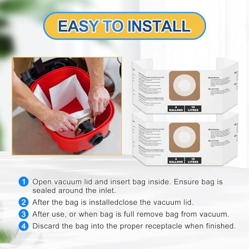 KEEPOW Shop Vac Bags Compatible with Craftsman 4 Gallon Wet/Dry Vacuum & for Dewalt DXV04T 4 Gallon Vac, shop vac accessories, Replacement Part# - WoodArtSupply