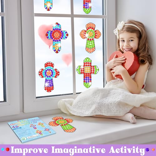 Christmas Jesus Cross Crafts for Kids, Sunday School Religious Sun Gemmers DIY Diamond Painting Bible School Christian Arts Craft Kits for 4 8 10 Qyeahkj