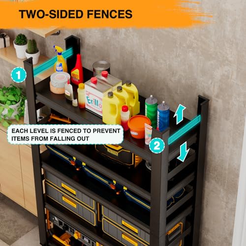 5 Tier Garage Shelving, Storage Shelves Heavy Duty Shelving, Adjustable Metal Shelf Rack and Shelf Units, Garage Shelving Heavy Duty Warehouse BEESTMUEBLE