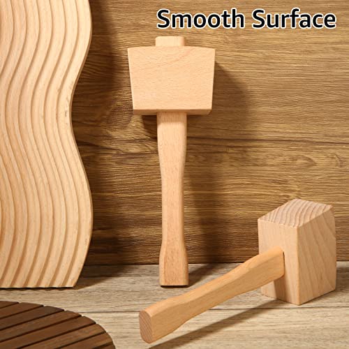 DIRBUY 2 Pcs Wooden Mallet - 9.6 Inch Wooden Mallet Woodworking - 7oz Soild Beech Wood Mallet - Wood Carving Mallet Suitable for Damage-Free Striking DIRBUY