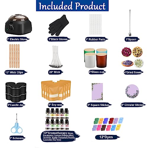 Oligar Complete Candle Making Kit with Wax Melter, Candle Making Supplies, DIY Arts&Crafts Kits Gift for Beginners,Adults,Kids,Including Electric Oligar