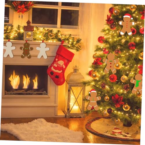 Yardenfun 20 Sets Wooden Hang Tag Xmas Gingerbread Tags Unpainted Xmas Cutouts Unfinished Gingerbread Cutout Xmas Wooden Gift Tags Gingerbread Wood Yardenfun