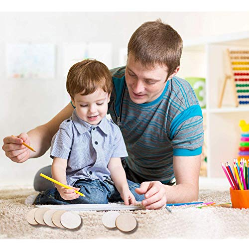 Boao 200 Pieces 1 Inch Unfinished Wood Slices Round Disc Circle Wood Pieces Wooden Cutouts Ornaments for Craft and Decoration Boao