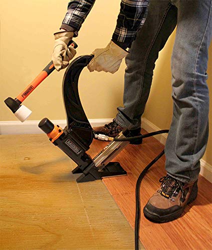 Freeman P50LSLW Lightweight Pneumatic 2-in-1 15.5-Gauge and 16-Gauge 2" Flooring Nailer / Stapler with Flooring Mallet and Interchangeable Base Freeman