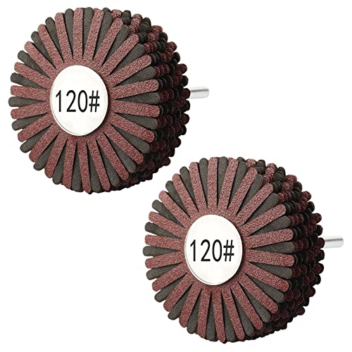 Rocaris 2 Pack Abrasive Flap Wheel - 120# Nylon Sanding Wheel Brush Abrasive Grinding Head with 1/4 Inch Shank for Woodworking Root Carving Furniture - WoodArtSupply