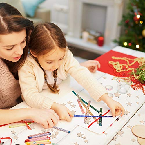 800 Pieces Christmas Wooden Stars Blank Wooden Star Slices Mini Star Embellishments Assorted Size Wooden Star Ornament for DIY Christmas Craft Making Syhood