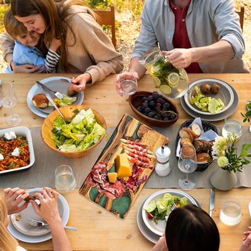 DESIGNIUM Handmade Olive Wood Cheese Board with Resin, Charcuterie Boards & Serving Tray, Wooden Epoxy Serving Board, Chopping and Cutting Board for Designium