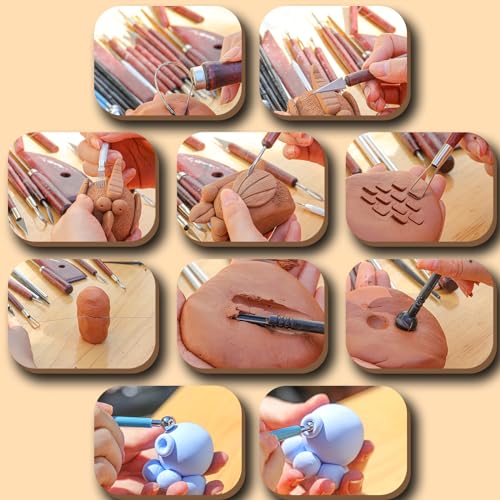 23PCS Clay Tools Sculpting, Ceramic & Pottery Modeling Tool, Ceramics Tools Set, Polymer Tools Kit, Air Dry Clay Tools for Carving, Molding, Pottery UUSYCUN