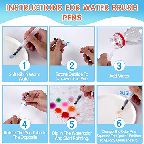 48-Color Watercolor Paint Set With Brush, Refillable Water Brush Pen, Palette, and Water-Washable Paints for Kids, Adults and Artists RVOGJP