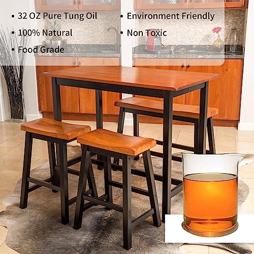 32 OZ Pure Tung Oil for Wood Finishing, Tung Oil Food Grade, Waterproof Wood Sealer for Indoor Outdoor Wood Products, Butcher Blocks, Cutting Boards Garifon