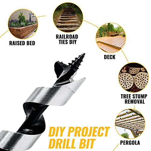SOMADA 1-Inch x 12-Inch Auger Drill Bit for Wood, Hex Shank 3/8-Inch, Ship Auger Long Drill Bit for Soft and Hard Wood, Plastic, Drywall and SOMADA