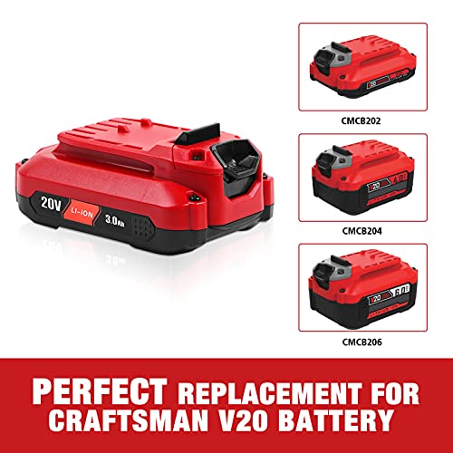 2Pack DSANKE CMCB204 3.0Ah 20V Lithium-ion Battery Replacement for Craftsman V20 Battery CMCB204 CMCB204-2 CMCB202 CMCB202-2 CMCB201 Craftsman V20 C DSANKE C
