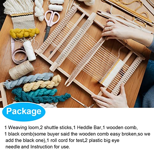 Sawvolker Weaving Loom Kit for Adult,Wooden Multi-Craft Loom for Kids Beginners Seniors,with Weaving Shuttles Heddle Bar,DIY Tapestry Table Looms Sawvolker