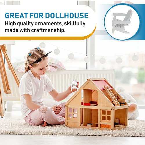 Gute Bote Wood Adirondack Miniature Chair - Unfinished Natural Wood Wedding Cake Topper Favor Mini Doll Furniture Dollhouse Top Decoration Beach Gute Bote