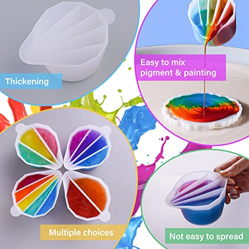 LET'S RESIN Silicone Split Cups,4Pcs Thicken&Rusable Resin Mixing Cups with 2-5Channels,Dividers Paint Supplies,Fluid Art for Resin Crafts,Acrylic LET'S RESIN