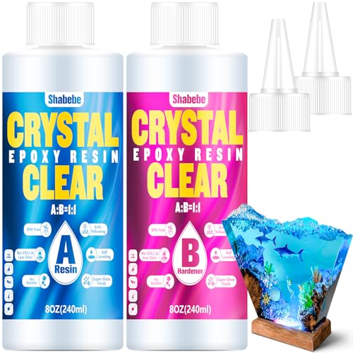 Shabebe Epoxy Resin 16OZ, Super Gloss Epoxy Resin Kit with UV Resistant, Fast Drying Art Resin Clear Casting Resin Epoxy for Art Crafts, Jewelry Shabebe
